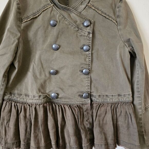FREE PEOPLE Olive Green Double-Breasted Jacket Size Small Military Jacket - Picture 6 of 12